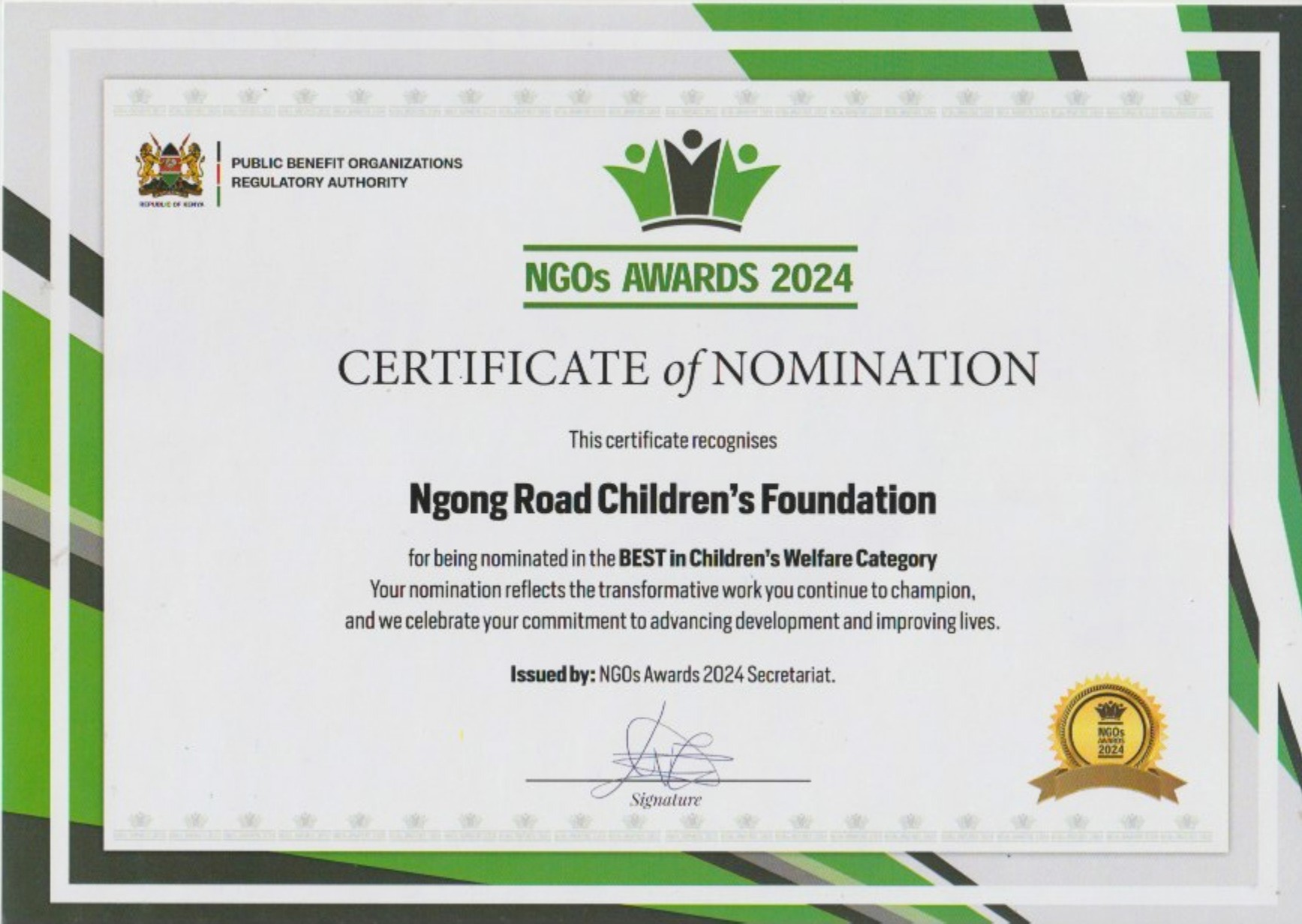Best in Children’s Welfare Nomination